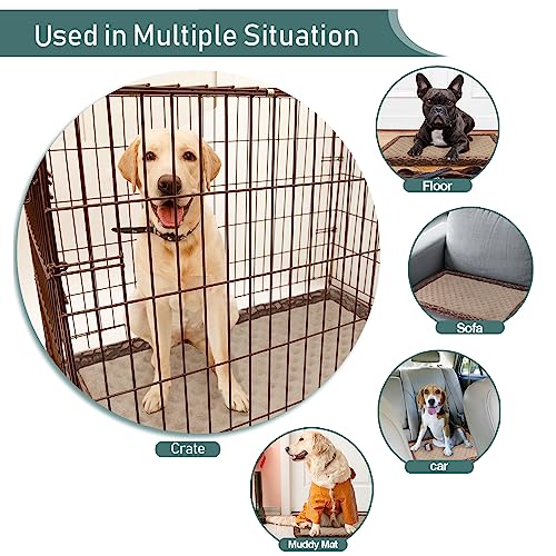 XL Dog Crate Pad 42x28 inch Memory Foam Large Dog Kennel Bed Soft Flannel Washable Anti Slip Puppy Sleeping Mat,Brown - color: Khaki, size: X-Large