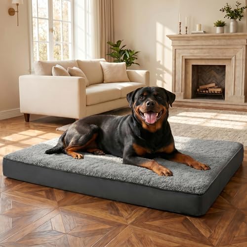 Waterproof Dog Bed for Crate, Chew Proof Orthopedic Crate Pad, Reversible Heavy Duty Oxford & Sherpa Egg Crate Foam Pet Mat for Indoor/Outdoor - size: XX- Large (47*29*3.5)