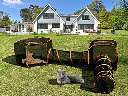 2 in 1 Pet Cat and Dog Tunnel Tent Foldable Pet Tent Outdoor Pop Up Pet Playpen Cage Fences House (Styles 2) - style: Styles 2