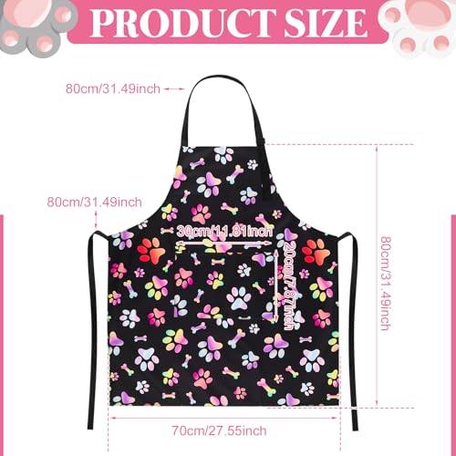 Dog Grooming Waterproof Apron with 2 Pockets, Cute Animals Puppy Dog Pets Apron - style: Gradient Colorful Dog Paw