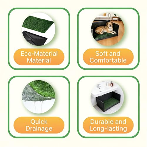 Large Dog Grass Pad with Tray, Reusable Potty Training Pad with Pee Baffle, Indoor & Outdoor 30" 20" Artificial Grass Patch for Small&Medium&Big Dogs