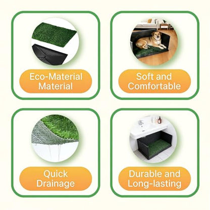 Large Dog Grass Pad with Tray, Reusable Potty Training Pad with Pee Baffle, Indoor & Outdoor 30" 20" Artificial Grass Patch for Small&Medium&Big Dogs