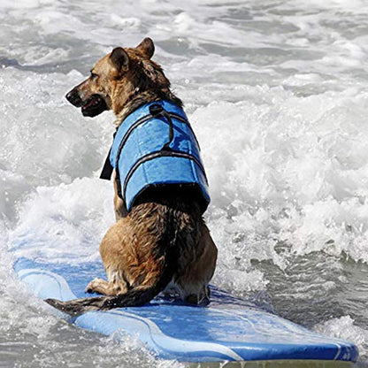 Izefia Dog Life Jacket Swimming Safety Coat Floatation Life Vest Life Saver with Handle for Small Dog Puppy Large Dog (Blue Flower, XS) - color: Blue Flower, size: X-Small