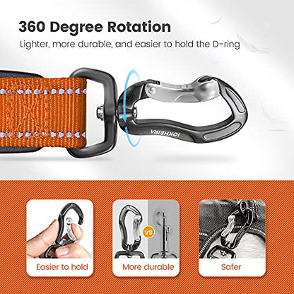 IOKHEIRA Orange Leash for Large Dogs, Multifunctional Adjustable Heavy Duty Leash - color: Orange