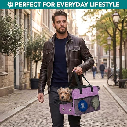PetAmi Dog Purse Carrier for Small Dogs Cats, TSA Airline Approved Soft-Sided Pet Carrier with Pockets, Ventilated Travel Tote Bag with Bed & Shoulder Strap, Puppy Kitten, Max 12 lbs, Purple - color: Purple