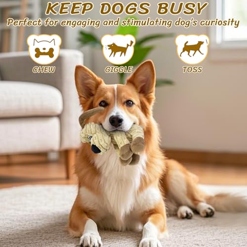 Squeaky Stuffed Dog Toys，Plush Dog Shape Toy， Indoor&Outdoor Playing Dog Toys to Keep Them Busy, Chew Toys for Large Medium Small Puppies - color: Khaki