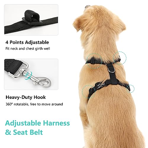 VavoPaw Dog Seat Belt, Safety Vest Dog Car Harness with Adjustable Buckle Dog Seat Belt for Vehicle Nylon Pet Safety Seat Belts Heavy Duty(XXL, Blue) - color: Blue, size: XXL (Chest: 30.7-51.2", Neck: 16.1-26.4")