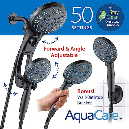 Hotel Spa AquaCare As-Seen-On-TV High Pressure Handheld/Rain 50-mode 3-way Shower Head Combo with Adjustable Arm - Anti-clog Nozzles, Tub & Pet Power Wash, 6 ft. Hose, Rubbed Bronze Finish - color: Oil Rubbed Bronze, style: 2.5 Gallons Per Minute