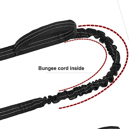 ICEFANG Tactical Dog Leash,K9 Training Walking Bungee Lead with 2 Control Handle,Heavy Duty Quick Release Metal Clasp,Hands Free D-Ring for Medium Large Dogs (6ft,Reflective Black) - color: Reflective Black, size: 6 FT