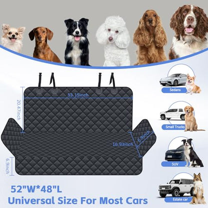 JSTHT Dog Car Seat Cover for Back Seat, Waterproof Bench Seat Cover Protector Nonslip Durable Soft Pet Dog Back Seat Cover for Car, Truck, & SUV (Black)
