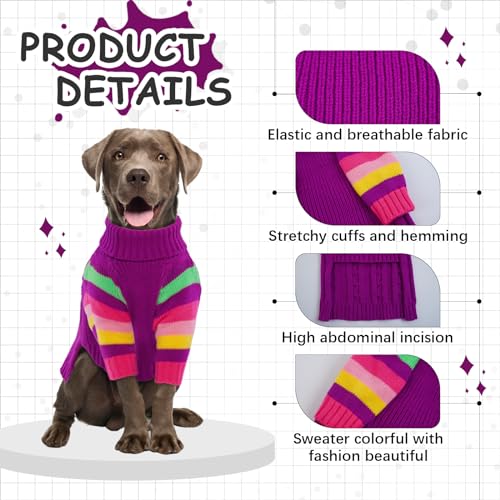 XSmall Dog Sweaters - Stretchy Turtleneck Pullover for Small Dogs, Girls & Boys - color: Purple, size: X-Small