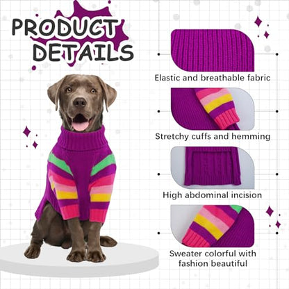 XSmall Dog Sweaters - Stretchy Turtleneck Pullover for Small Dogs, Girls & Boys - color: Purple, size: X-Small