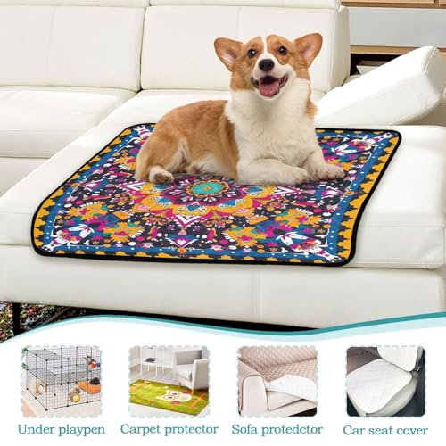Qilmy Mandala Pet Mat, Waterproof Reusable Dog Training Pad Anti-Slip Pet Creat Pad for Small Medium Large Dogs and Cats - size: Smallx3