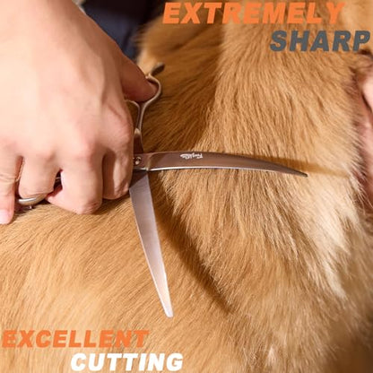 High-end Professional Dog Grooming Curved Scissors Pet Curved Shears 8 Inches Extremely Very Sharp Made Of Stainless Steel Alloy By Hand For Dog Cat Groomer - style: 8inch Curved Shears
