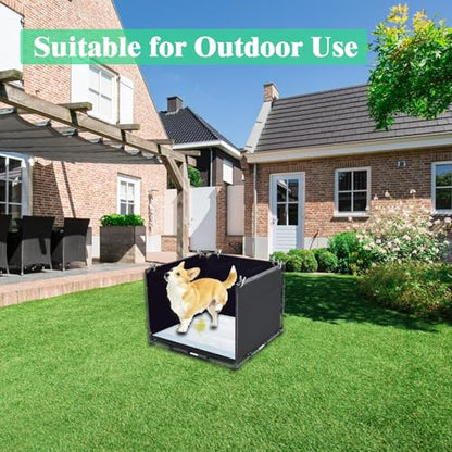 Dog Litter Box Indoor for Small Dogs,Puppy Pee Pad Holder with High Walls(23.62"*23.62"*17.72"),No-Spill Pee Pad Holder with Foldable Pet Toilet,Easy Clean Puppy Litter Box for Dogs (Small) - size: Small