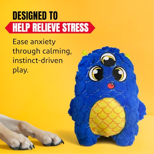 Bite Force - Durable & Strong Dog Toy Blue Furocious Frank Monster with Squeaker, Kevlar-Reinforced Seams for Aggressive chewers. - color: Medium - Furocious Frank