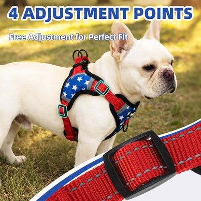 PUPTECK Dog Harness Small Sized Dog, Step in Adjustable Reflective Dog Vest Harness Escape Proof, No Pull Soft Padded Harness Easy Control, Star, S - color: Blue(Stars), size: S (CHEST: 13"-18")