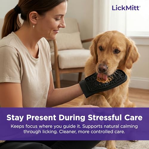 Lixy Pet LickMitt – Dual-Sided Calming & Grooming Mitt for Dogs and Cats – Human-Held Silicone Treat Mitt for Anxiety Relief, Bonding & Shedding – BPA-Free, Food-Grade, Easy Clean – Black - color: Black