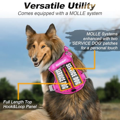 BARKBAY Service Dog Vest Tactical Dog Harness Medium Large Sized Dog No Pull Adjustable Dog Harness Reflective K9 Working Training Easy Control Military Molle System(Pink,XL) - color: Pink, size: X-Large