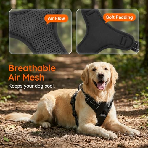 Dog Harness, No Pull Dog Harness, Reflective Front Clip Vest - Adjustable Soft Padded with Easy Control Handle for Small Medium Large Dogs (Black XL) - color: Black XL