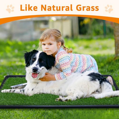 LOOBANI 33.2in x 21in Replacement Artificial Grass Puppy Training Pads, Quickly Absorbency Portable Dog Potty Grass, Fit 35x23in Potty Tray(1 Pack) - size: 33.2"x21"