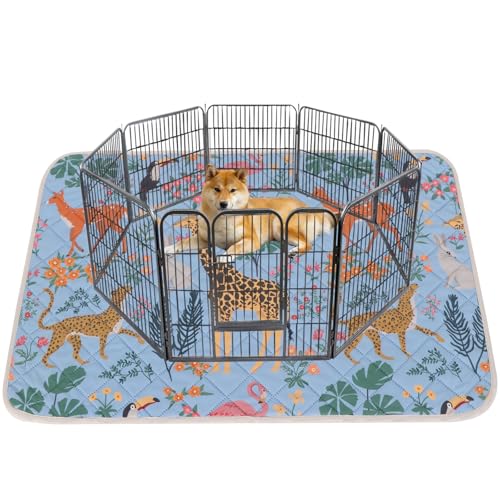 IEUUMLER Washable Pee Pads for Dogs, 1 Pack Forest Pattern Reusable Waterproof Puppy Pads, Non-Slip Super Absorbent Dog Training Pad for Playpen Crate Bed EU013 Blue Jungle, 48x48 - color: Blue Jungle, size: 48x48 inch - 1pc
