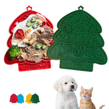 Lick Mat Slow Feeder 2PCS for Cats & Small Medium Dogs with Suction Cups,Freezer Safe,Fun Enrichment Toys for Anxiety Relief Boredom,Pets Bathing Grooming Training(Red+Green)