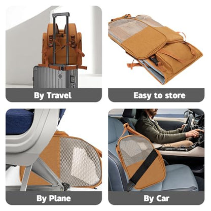 Cat Carrier Backpack, Airline Approved Expandable Pet Carrier, Breathable Mesh Backpack for Small Dogs & Medium Cats Hiking Camping Travel (Brown) - color: Brown