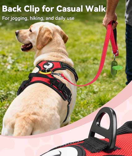 Joytale No Pull Dog Harness Medium Sized Dog, Reflective Pet Vest with Front Clip, Adjustable Soft Padded Harnesses with Easy Control Handle for Training and Walking, Red, M - color: Red, size: Medium