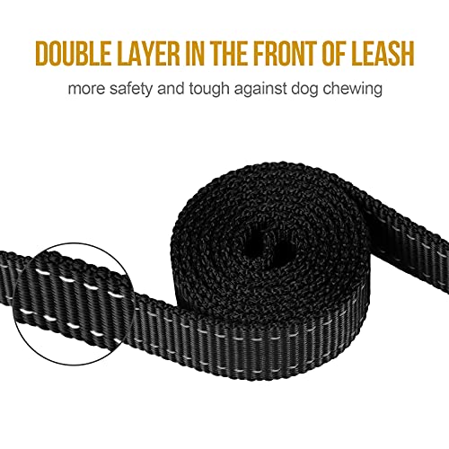 OneTigris Handled No-Pull Dog Walking Leash Long Traffic Leads for Medium to Large Dogs (Black, 6FT) - color: Black, size: 6FT