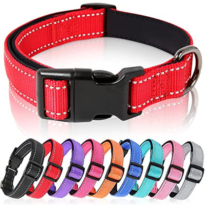 HEELE Dog Collar, Reflective Dog Collar, Soft Neoprene Padded Breathable Nylon Pet Collar Adjustable for Small Dogs Puppy, Red, XS(7.87-11.81") - color: Red, size: X-Small (7.87-11.81")