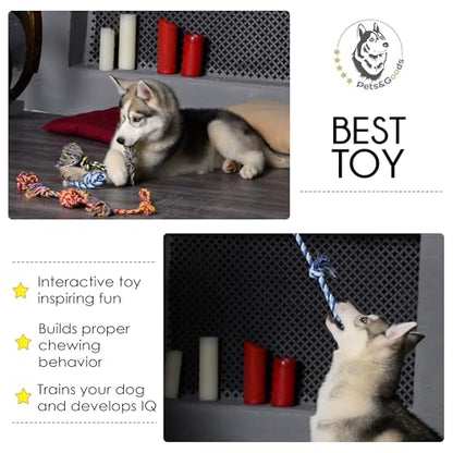 Pets&Goods Dog Rope Chew Toys – 5-Pack Durable Cotton Tug Toys for Puppies & Small/Medium Dogs – Dental Cleaning, Teething Relief, Washable & Safe Play
