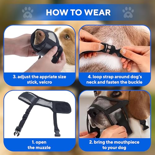 Evollax Extra Large Dog Muzzle - Air Mesh XL Dog Muzzle to Stop Biting, Barking and Chewing