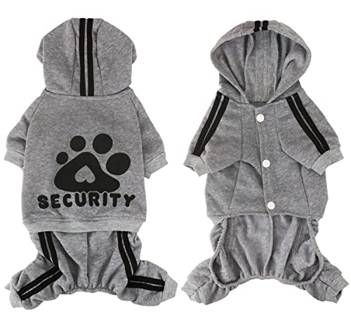 Dog Hoodie Security Clothes 4 Legs Jumpsuit Sweatshirt Soft & Warm Dog Outfit Pullover Dog Winter Clothes Sweater for Small Medium Large Dogs (Gray, X-Small) - color: Grey, size: X-Small