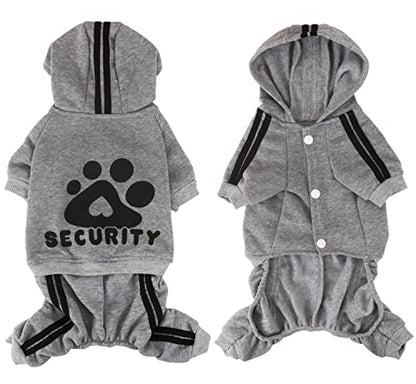 Dog Hoodie Security Clothes 4 Legs Jumpsuit Sweatshirt Hoodies Soft & Warm Dog Outfit Pullover Winter Clothes Sweater for Small Medium Large Dogs Cats (Gray, Medium) - color: Grey, size: Medium
