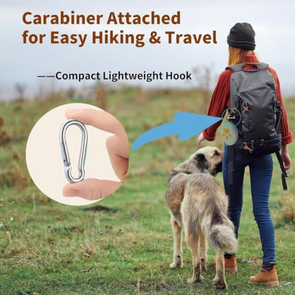Collapsible Dog Bowl 2-in-1 Travel Portable Silicone Carabiner,Green | food & water use, folds flat, compact storage, camping, hiking, everyday walks, carabiner clip included - color: B-Green