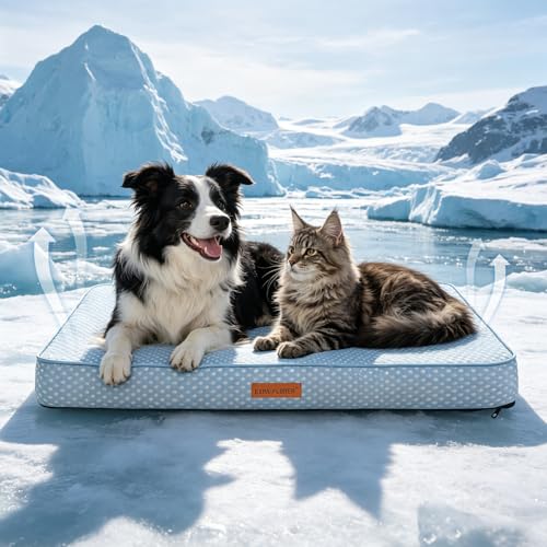 EXPAWLORER Dog Cooling Mat, 36 * 27in Upgraded Thick Non-Slip Bed Pad with Chill Soothing Fabric for Large Dogs Cats Pets in Summer Keep Cool, Portable Washable Kennel Bed with Waterproof Inner Cover - size: L( 36.0"L x 27.0"W x 3.0"Th)