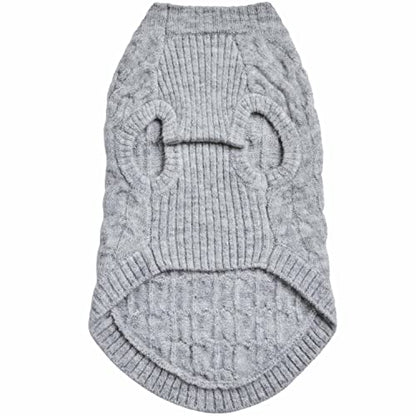 Blueberry Pet Classic Fuzzy Textured Knit Pullover Crew-Neck Dog Sweater in Heather Grey, Back Length 14", Pack of 1 Clothes for Dogs - color: Heather Grey, Crew-neck, size: 14 inch