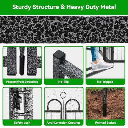 Dog Playpen Outdoor 32 Piece Panels Heavy Duty Dog Fence 40" Height Anti-Rust with Doors Portable for RV Camping Yard, Total 71FT, 406 Sq.ft, Snowy Black - style: 27"W x 40"H