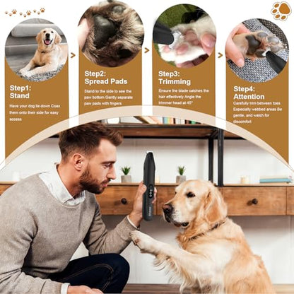 New Pet Precision Trimmer,Pet Dog Paw Trimmer with LED Light,3 Adjustable Speeds, Low Noise, for Trimming Paws, Eyes, Ears, Between Toes, USB Rechargeable