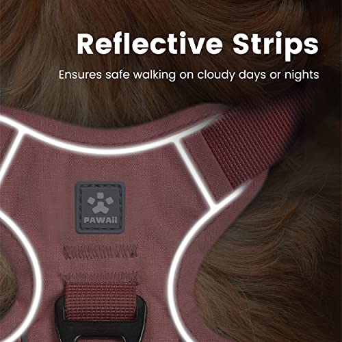 Pawaii No Pull Dog Harness with Pet ID Tag,Reflective Strips No Choke Front O Ring Breathable Mesh Adjustable Soft Padded Pet Vest with Easy Control Handle for Medium Dogs | Built for safer walks with a QR Pet ID Tag, front no pull clip, reflective trim,