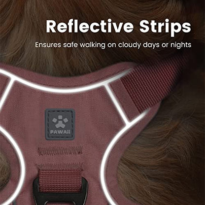 Pawaii No Pull Dog Harness with Pet ID Tag,Reflective Strips No Choke Front O Ring Breathable Mesh Adjustable Soft Padded Pet Vest with Easy Control Handle for Medium Dogs | Built for safer walks with a QR Pet ID Tag, front no pull clip, reflective trim,