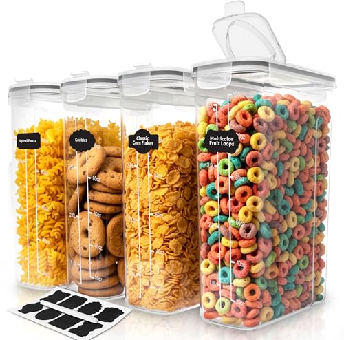 Utopia Kitchen Cereal Containers Storage Set – 4 Pack 4L(135.2 oz) Airtight Food Storage Containers with Lids, BPA-Free Cereal Dispensers for Pantry Organization and Storage (Clear) - size: 4 Liter (Pack of 4)