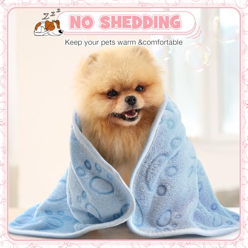 Tegeme 12 Pcs Pet Blankets 30 x 20 Inch Soft Fluffy Fleece Dog Cat Warm Paw Print Pattern Blankets Flannel Throw for Pets Dog Puppy Cat(Pink,Gray,Blue) - color: Pink,gray,blue, size: 30 x 20 Inch