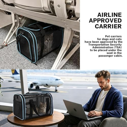 Cat Carrier, Soft-Sided Pet Carrier Bag, Breathable Mesh, Black (Blue, 20 * 13 * 13) - color: blue, size: 20.0"L x 13.0"W x 13.0"H