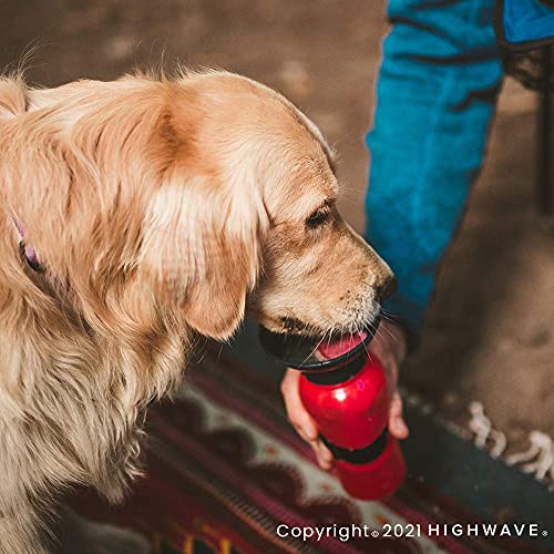 Highwave AutoDogMug Portable Dog Water Bottle, Squeeze Water Bottle with Built-in Travel Bowl for Dogs, Leak-Resistant BPA-Free Dog Water Dispenser for Walking, Hiking & Travel 20 oz (Red) - color: Red