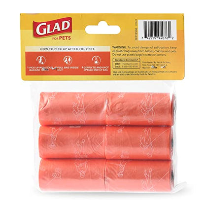 Glad for Pets Heavy Duty Dog Poop Bags, Scented Leak-Resistant Waste Bags with Fun Print Design, Tear-Resistant for Confident Pickup, Fits Standard Dispensers, 6 Rolls, 90 Count - size: 90 Count (Pack of 1), style: 90 Count (Pack of 1)