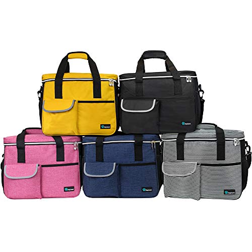 PetAmi Dog Travel Bag Organizer, Pet Travel Kit with 2 Food Containers & 2 Collapsible Dog Bowls, Pet Supplies Tote with Luggage Sleeve, Weekend Road Trip Camping Essentials, Navy Blue, Medium - color: Navy, size: Medium - 14.5"L x 8"W x 12.0"H