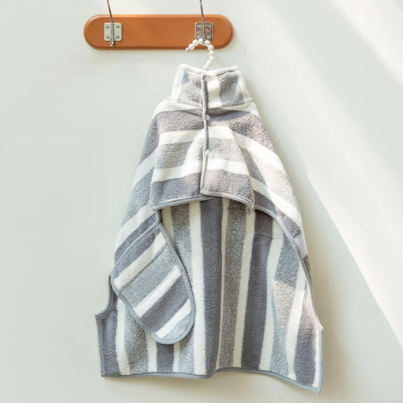M Size Great Absorbent Dog Bathrobe, Quick-Dry Microfiber Dog Bath Towel for Medium Dogs 18-26 lbs, Adjustable Post-Bath Drying Robe with Chest 27.6", Grey - size: M