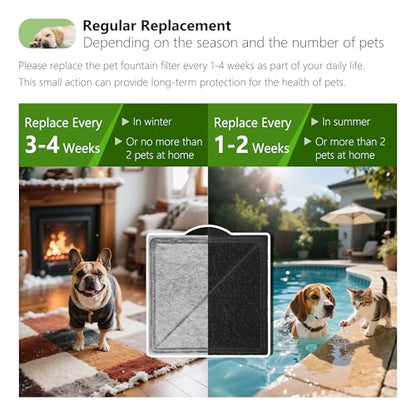 고양이 분수 교체용 숯 필터 스퀘어, Petsafe Premier, Ion-X, Outlast 펌프리스 및 Viva 반려동물 분수와 호환, 고양이 및 개 실내용 탄소 필터 (블랙, 12팩) - size: 12 PACK